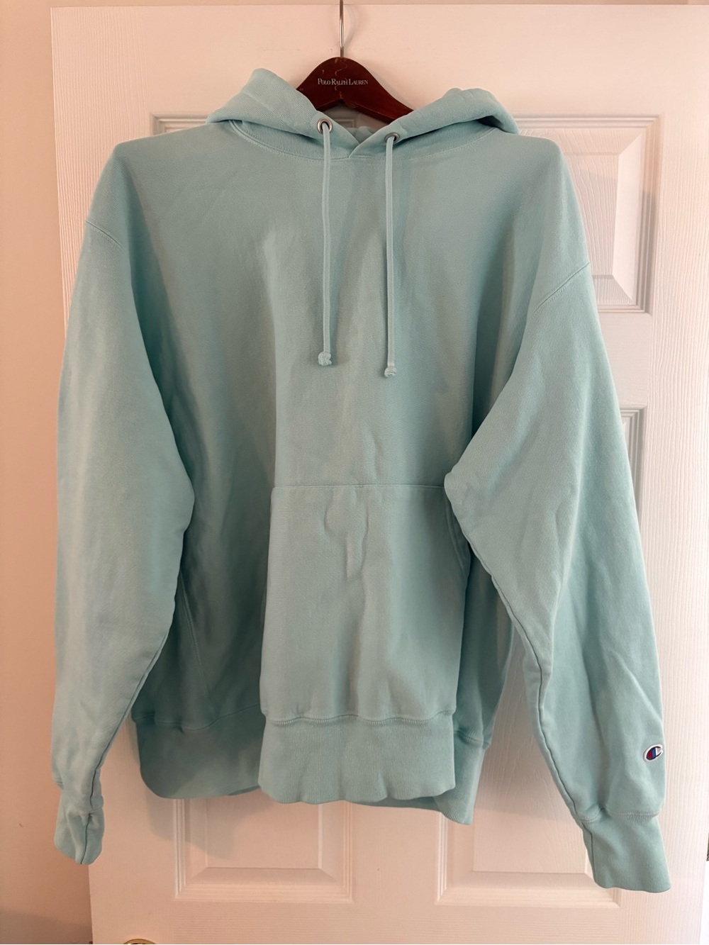 NEW Champion Men's Hoodie Sweatshirt in Light Aqua